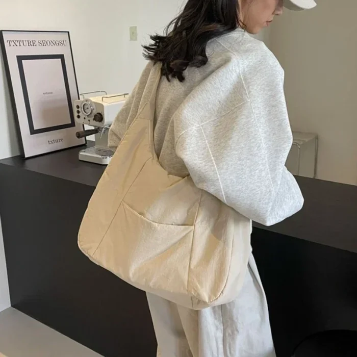 Trendy Women's Soft Cloth Shoulder Bag Solid Color Student 2025 Spring Y2k Casual Style Big Handbags Crossbody Bags for Women - 图片 3