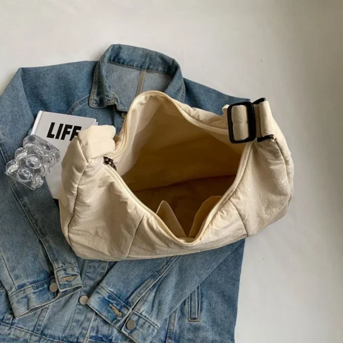 Trendy Women's Soft Cloth Shoulder Bag Solid Color Student 2025 Spring Y2k Casual Style Big Handbags Crossbody Bags for Women - 图片 5