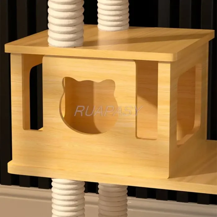 Multi-Level Cat Tree Climbing Frame Shelf  Wood Scratching Post Sisal Pillar Jumping Platform Perch Tower Integrated Cat Frame - 图片 4